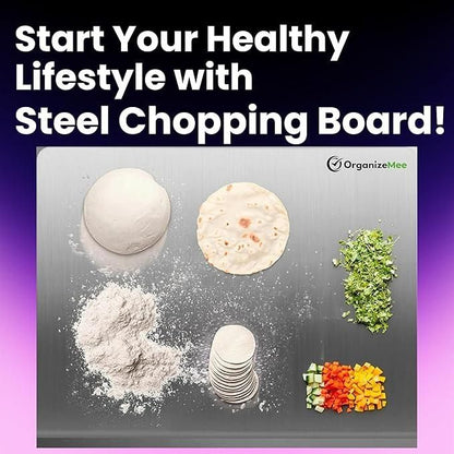 Premium Stainless Steel Chopping Board | Easy to Clean, Non-Slip for Meat, Veggies, and Dough